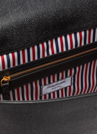 Detail View - Click To Enlarge - THOM BROWNE  - Tricolour Tab Pebble Grain Leather Backpack