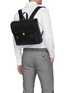 Figure View - Click To Enlarge - THOM BROWNE  - Tricolour Tab Pebble Grain Leather Backpack