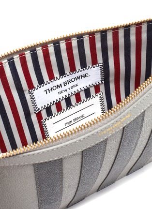 Detail View - Click To Enlarge - THOM BROWNE  - Four Bar Stripe Pebble Grain Leather Pouch