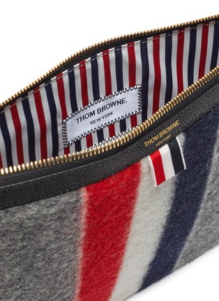 Detail View - Click To Enlarge - THOM BROWNE - Tricolour Stripe Zip Boiled Wool Pouch