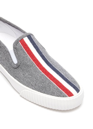 Detail View - Click To Enlarge - THOM BROWNE - 'Heritage' Tricolour Accent Wool Slip-on Sneakers