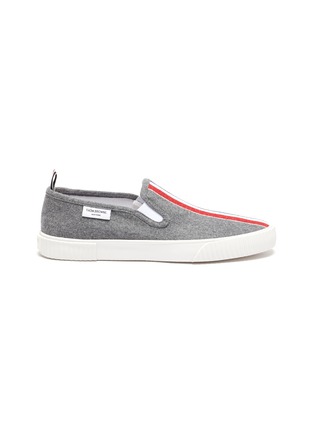 Main View - Click To Enlarge - THOM BROWNE - 'Heritage' Tricolour Accent Wool Slip-on Sneakers