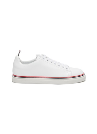 Main View - Click To Enlarge - THOM BROWNE - Tricolour Welt Detail Leather Tennis Sneakers