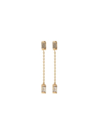 Main View - Click To Enlarge - XIAO WANG - 'Gravity Chain' Baguette Cut Champagne Diamond 14k gold drop earrings