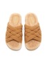 Detail View - Click To Enlarge - SAM EDELMAN - Vaugn' Woven Strap Vegan Fur Flat Sandals