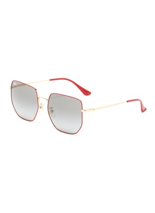 Main View - Click To Enlarge - RAY-BAN - 'Highstreet' Contrast Temple Angular Metal Frame Sunglasses