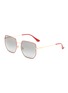 Main View - Click To Enlarge - RAY-BAN - 'Highstreet' Contrast Temple Angular Metal Frame Sunglasses
