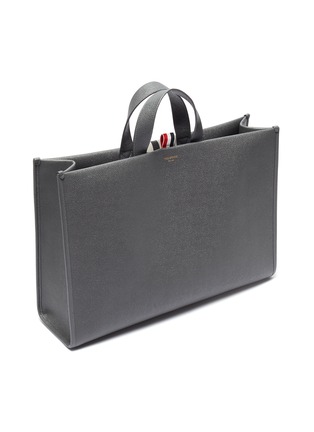 Detail View - Click To Enlarge - THOM BROWNE - Four Bar Pebble Grain Leather Tote Bag