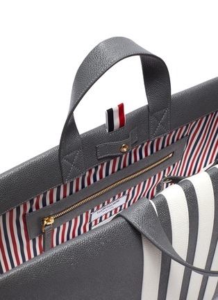 Detail View - Click To Enlarge - THOM BROWNE - Four Bar Pebble Grain Leather Tote Bag