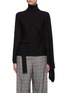 Main View - Click To Enlarge - ROLAND MOURET - Carnaby' Belted Turtleneck Drape Sleeve Wool Knit Top