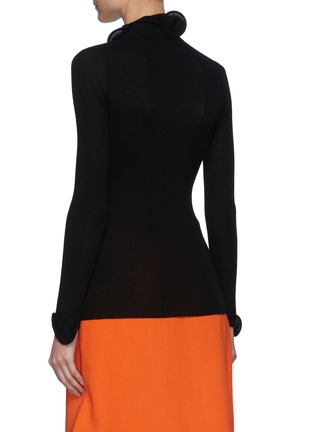 Back View - Click To Enlarge - ROLAND MOURET - Deering Ruffle Collar Rib Knit Top