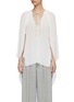 Main View - Click To Enlarge - ROLAND MOURET - 'Kemper' Front Tie Cape Sleeve Pleated Blouse