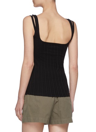 Back View - Click To Enlarge - HELMUT LANG - Square Neck Double Strap Detail Rib Tank Top