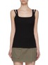 Main View - Click To Enlarge - HELMUT LANG - Square Neck Double Strap Detail Rib Tank Top