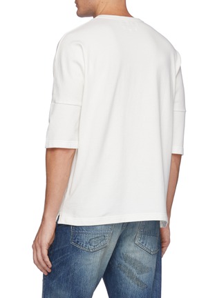 Back View - Click To Enlarge - FDMTL - Patchwork Appliqued Chest Pocket Quarter Sleeved Cotton Crewneck T-Shirt