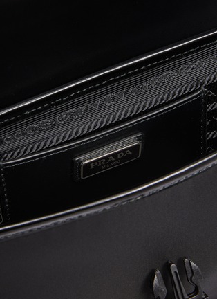 Detail View - Click To Enlarge - PRADA - Triangular Logo Plaque Leather Flap Re-nylon Shoulder Bag