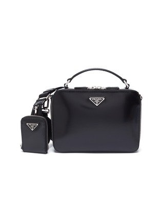 Main View - Click To Enlarge - PRADA - Brique' Brushed Leather Bag With Detachable Shoulder Strap