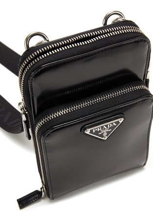 Detail View - Click To Enlarge - PRADA - Brushed Leather Zipped Crossbody Bag