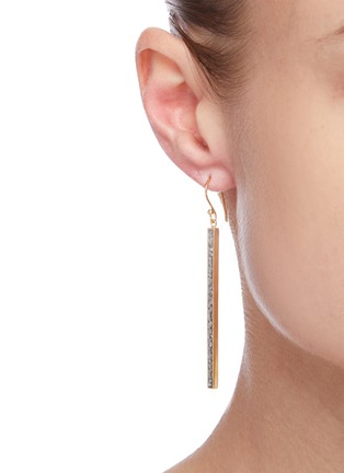Figure View - Click To Enlarge - SHANA GULATI - 'Miladi' Diamonds 18k gold vermeil Black resin earrings
