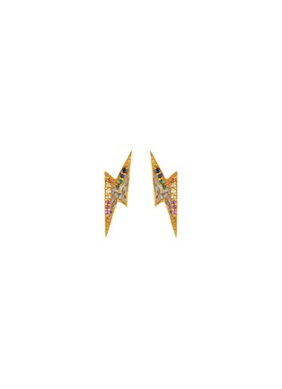 Main View - Click To Enlarge - SHANA GULATI - 'Rishi Bolt' Diamond Sapphire Ruby Emerald 18k gold vermeil stud earrings