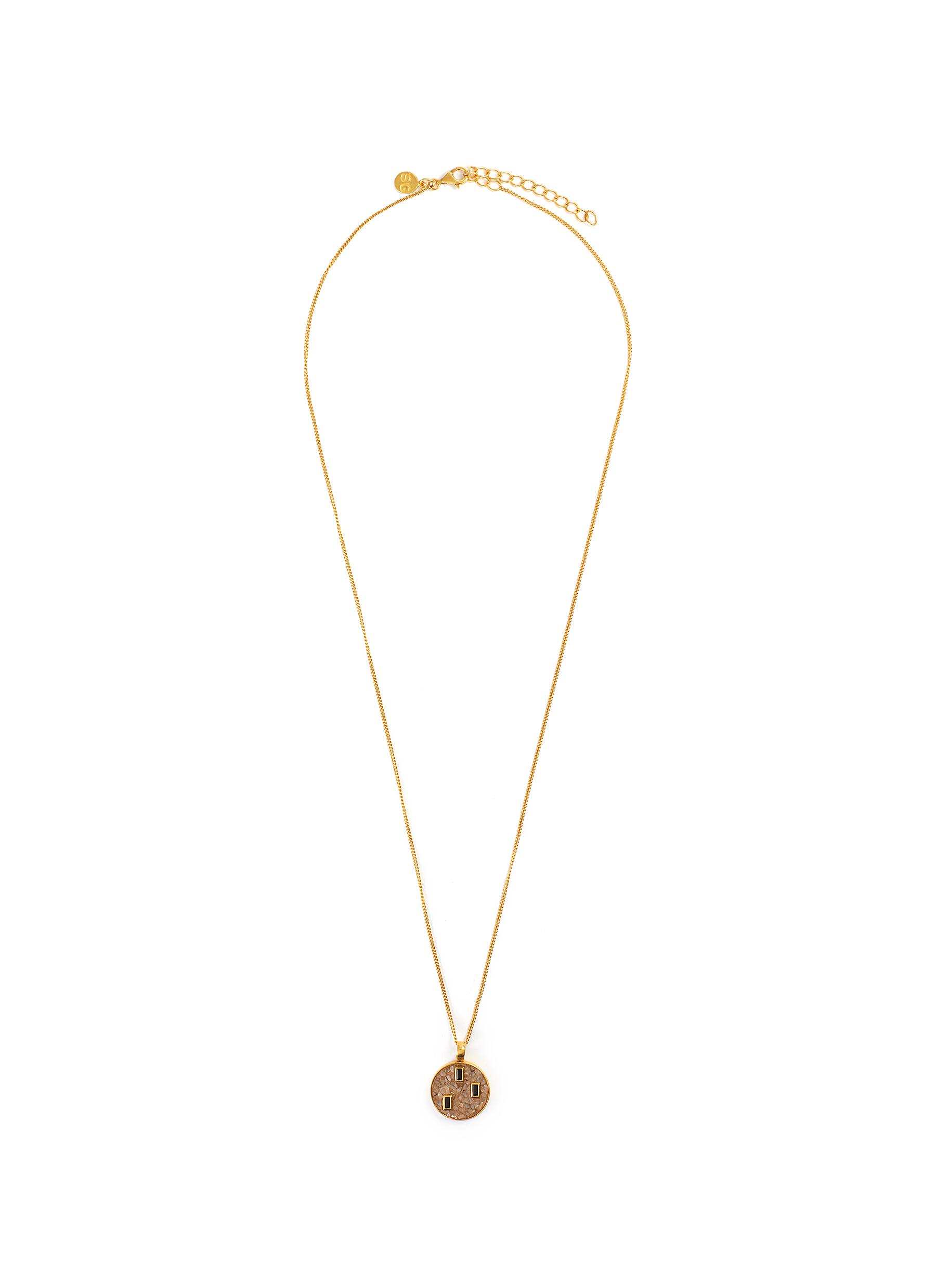 'Gyali' Diamond Onyx 18k gold vermeil Resin pendant necklace