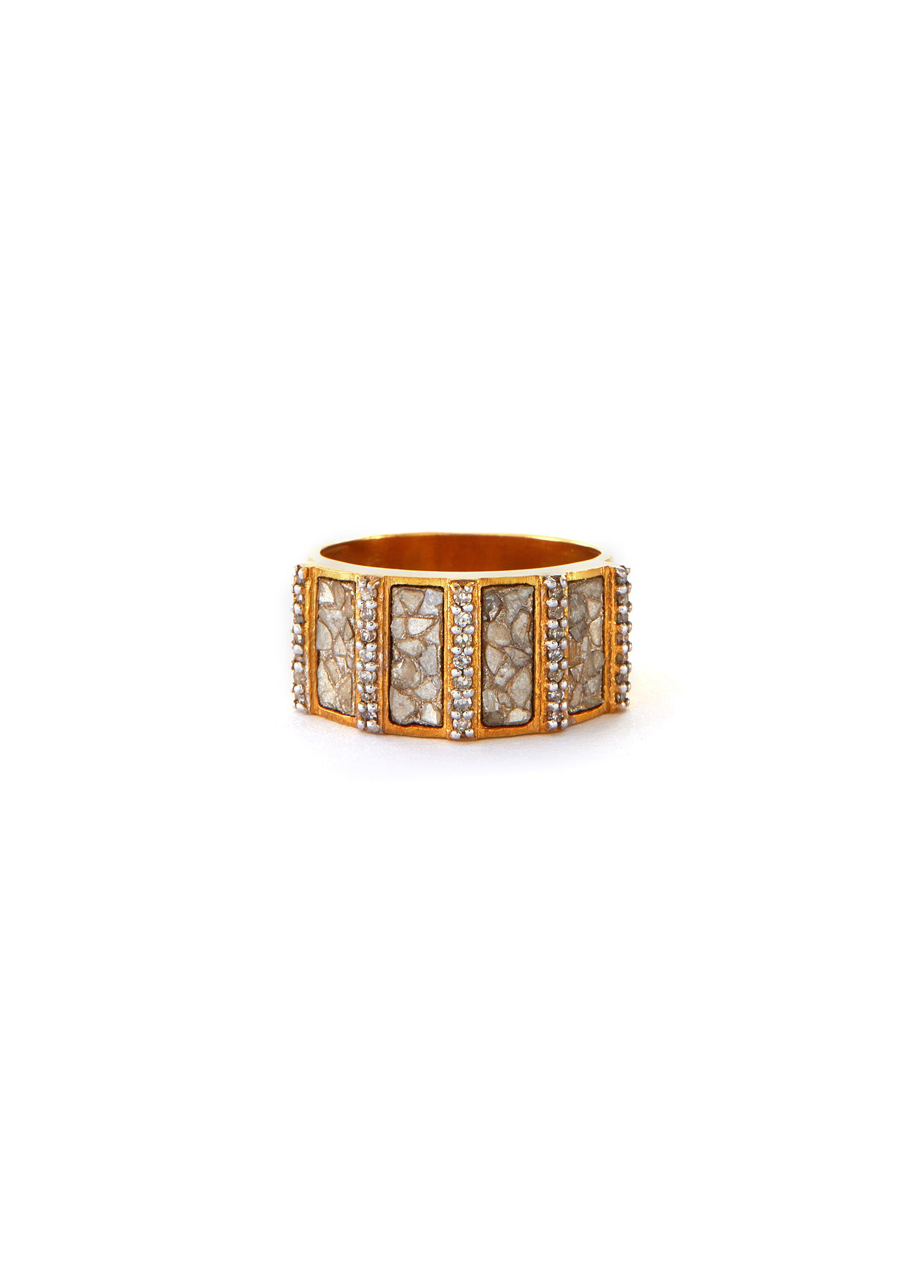 'Ajmer' Champagne Diamonds 18k Gold Vermeil Resin Ring