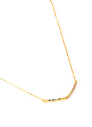 Detail View - Click To Enlarge - SHANA GULATI - 'Small V' Sapphire Ruby Emerald 18k gold vermeil necklace
