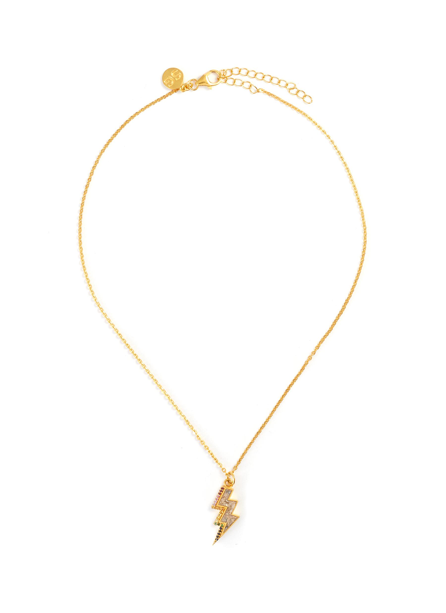 'Rishi Bolt' Diamond Sapphire Ruby Emerald 18k gold vermeil pendant necklace