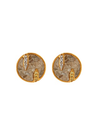 Main View - Click To Enlarge - SHANA GULATI - Battice' Champagne diamonds 18k gold vermeil resin stud earrings