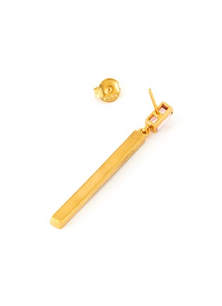 Detail View - Click To Enlarge - SHANA GULATI - 'Appel' Diamond Pink Tourmaline 18k gold vermeil Resin drop earrings