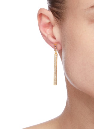 Figure View - Click To Enlarge - SHANA GULATI - 'Appel' Diamond Pink Tourmaline 18k gold vermeil Resin drop earrings