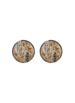 Main View - Click To Enlarge - SHANA GULATI - Battice' Black Champagne diamonds oxidised sterling silver resin stud earrings