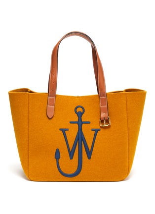 Main View - Click To Enlarge - JW ANDERSON - 'Belt' Anchor Logo Embroidery Leather Handle Felt Tote