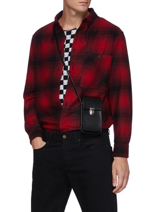 Figure View - Click To Enlarge - SAINT LAURENT - Buckled Flap Leather Phone Holder