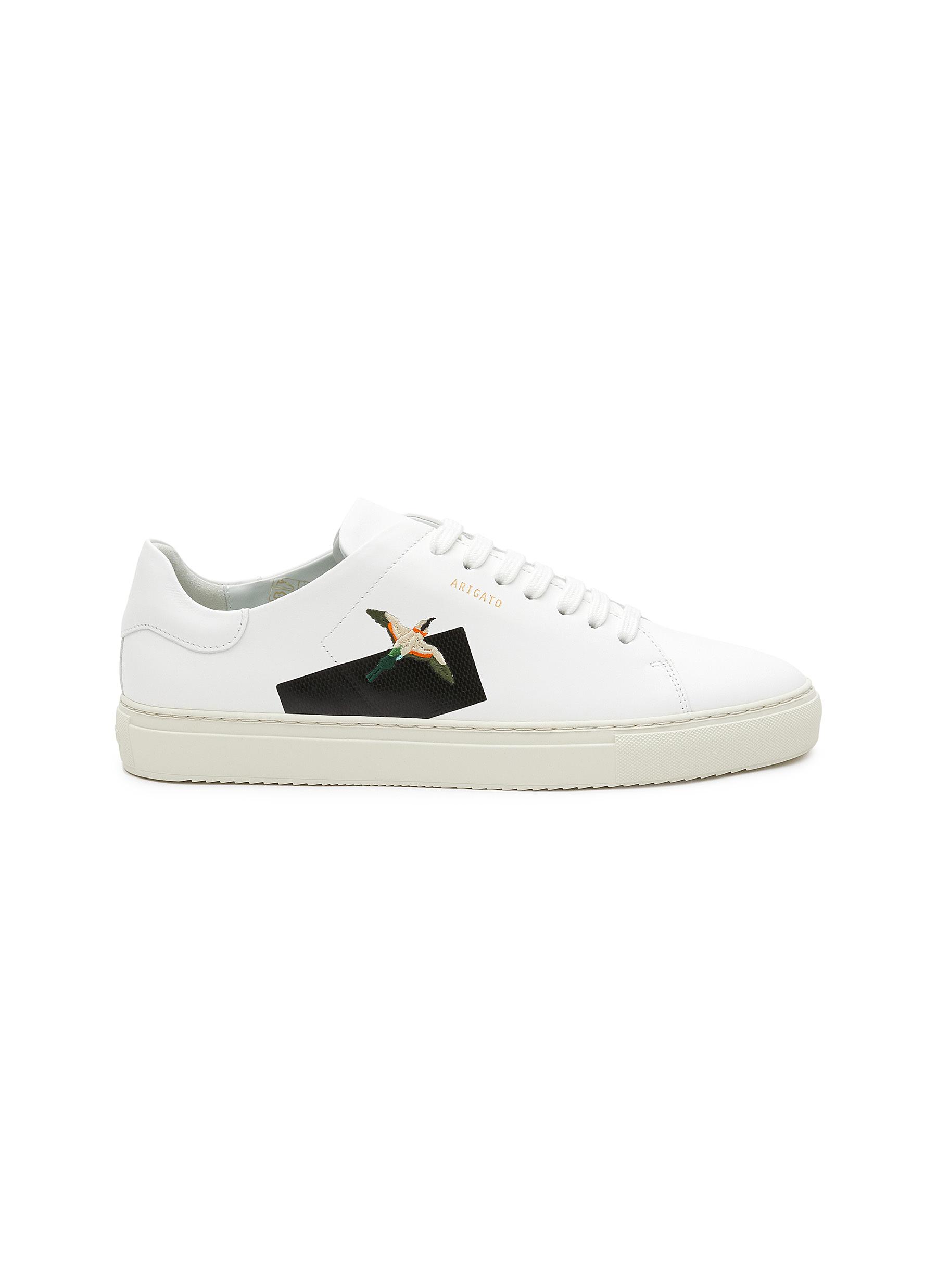 Clean 90' Bird Embroidery Low Top Leather Sneakers