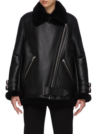 Main View - Click To Enlarge - ACNE STUDIOS - Belted Calfskin leather Shearling Jacket
