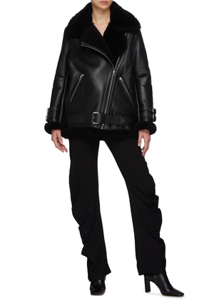 Figure View - Click To Enlarge - ACNE STUDIOS - Belted Calfskin leather Shearling Jacket