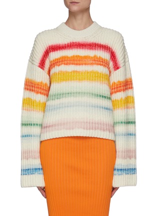 Main View - Click To Enlarge - ACNE STUDIOS - Rainbow Watercolour Stripe Ribbed Wool Blend Knit Sweater