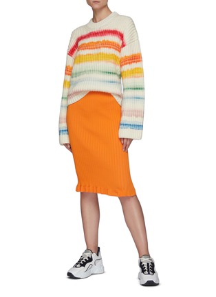 Figure View - Click To Enlarge - ACNE STUDIOS - Rainbow Watercolour Stripe Ribbed Wool Blend Knit Sweater