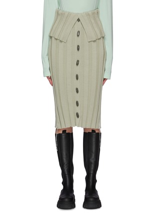 Main View - Click To Enlarge - ACNE STUDIOS - Toggle Adorned Wide Ribbed Flapped Skirt