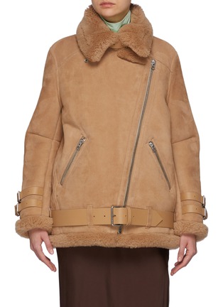 Main View - Click To Enlarge - ACNE STUDIOS - Velocite' Belted Calfskin leather Shearling Jacket