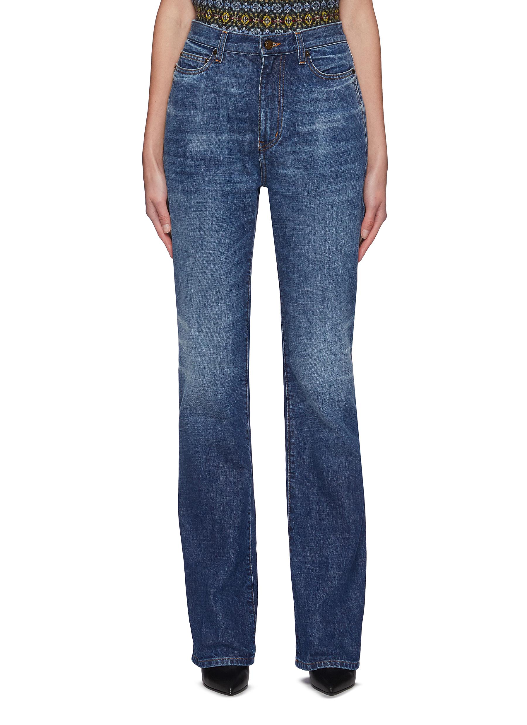 Saint Laurent Denim High-rise Slim Jeans in Blue Womens Clothing Jeans Straight-leg jeans 