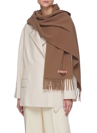 Figure View - Click To Enlarge - ACNE STUDIOS - Logo Patch Wool Fringe Scarf