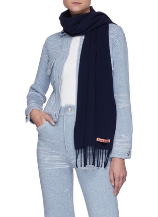 Figure View - Click To Enlarge - ACNE STUDIOS - Logo Patch Wool Fringe Scarf