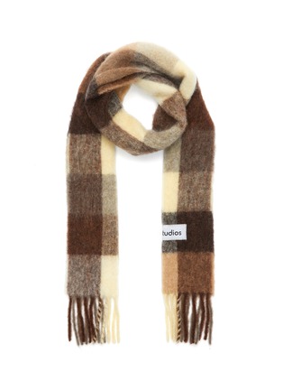 Main View - Click To Enlarge - ACNE STUDIOS - Check Alpaca Wool Nylon Mohair Blend Fringe Scarf