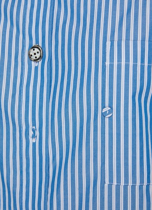 - PORTSPURE - Asymmetric Hem Cotton Blend Striped Shirt