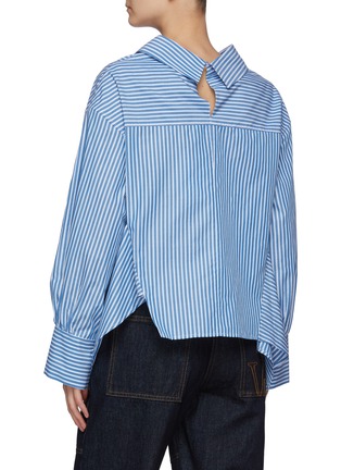 Back View - Click To Enlarge - PORTSPURE - Asymmetric Hem Cotton Blend Striped Shirt