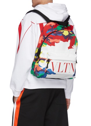 Figure View - Click To Enlarge - VALENTINO GARAVANI - Valentino Garavani Rainbow Camouflage VLTN Logo Print Backpack
