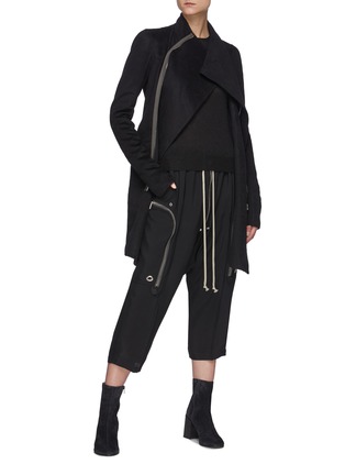 Figure View - Click To Enlarge - RICK OWENS  - Eileen' Double Breasted Cashmere Zip Up Coat