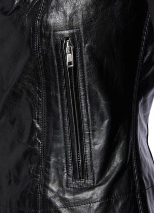  - RICK OWENS  - Double Breasted Cropped Calf Leather Biker Jacket